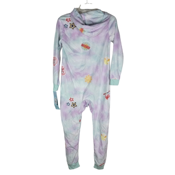 Cat & Jack Girls Large 10/12 Fleece Zip Up Jumpsuit Blue Pajama Unionsuit - Picture 5 of 6